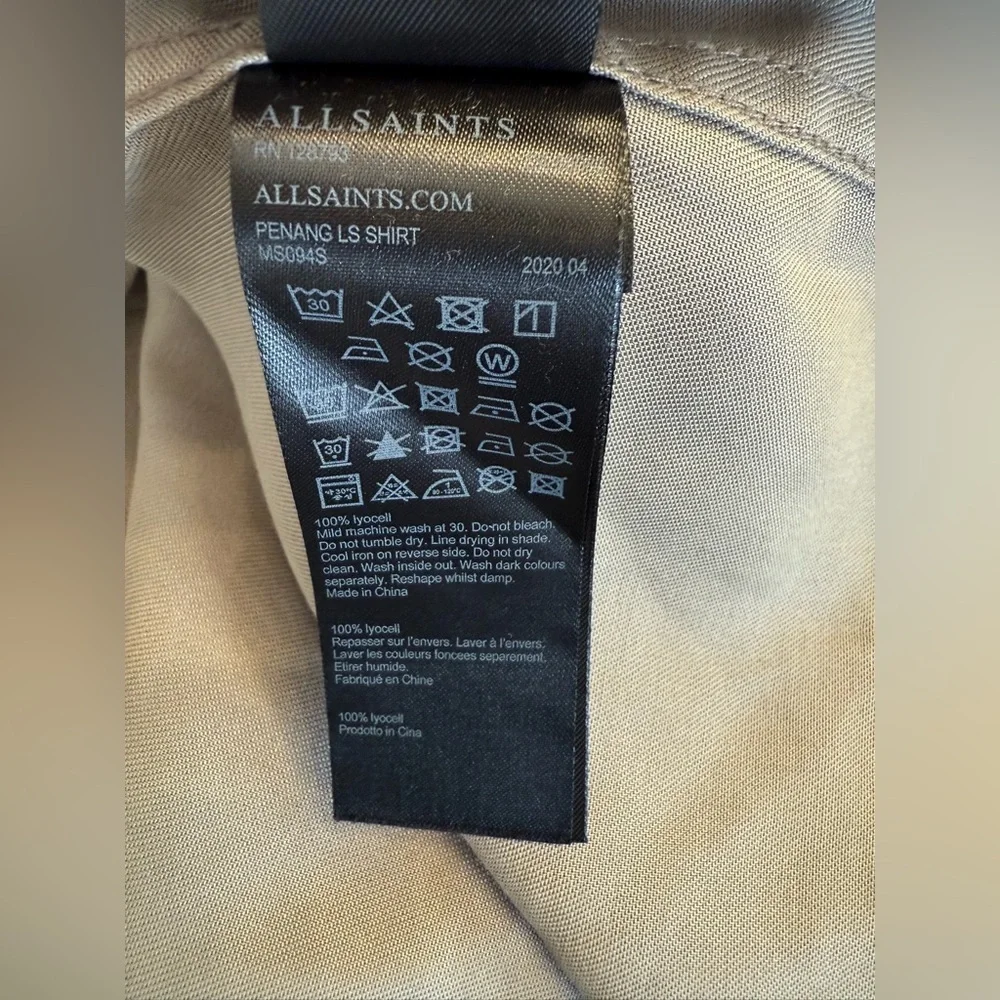 AllSaints Penang LS Shirt Button Down Ling Sleeve Size XS - Picture 7 of 9